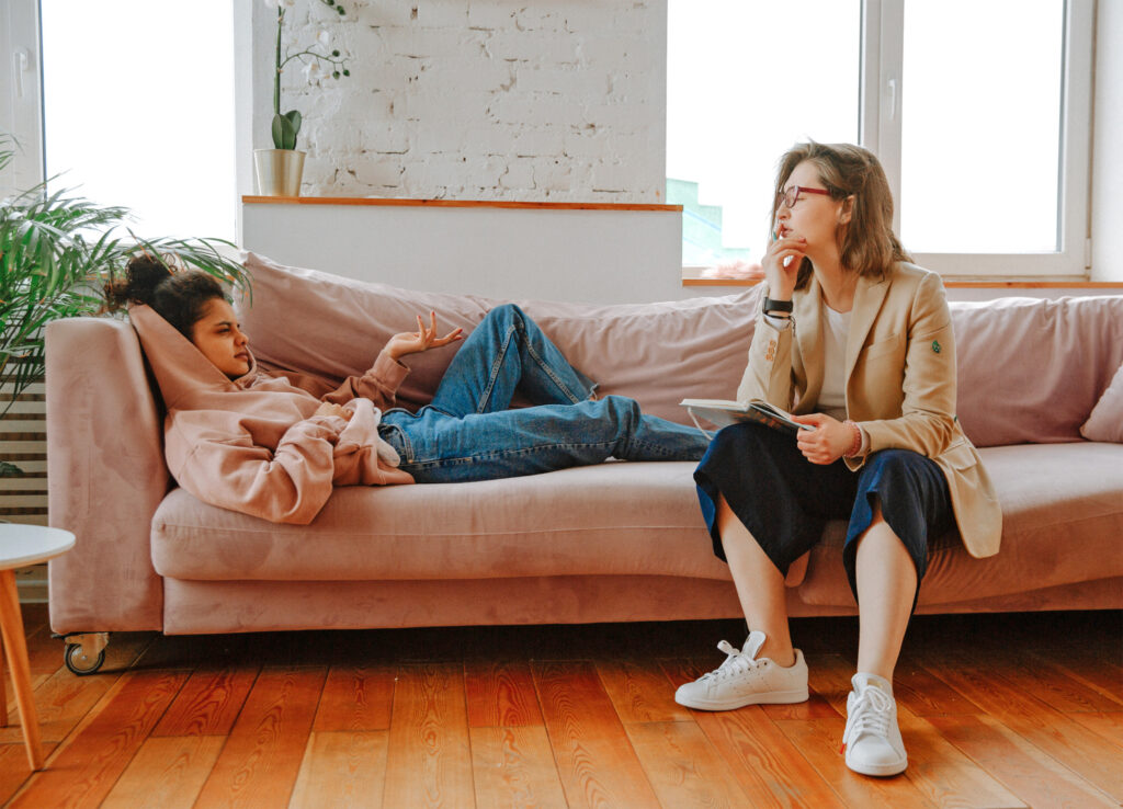 Coach and client in deep conversation