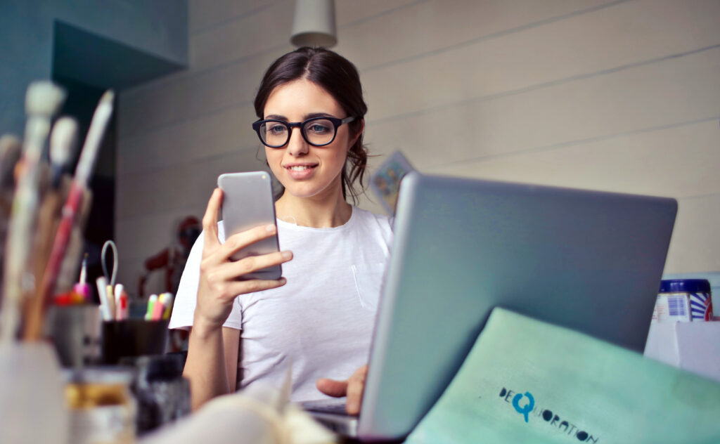Young woman creating her first coaching website