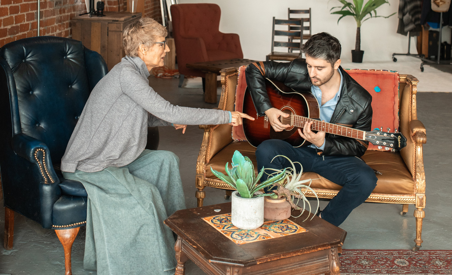 Creativity coach motivating musical client