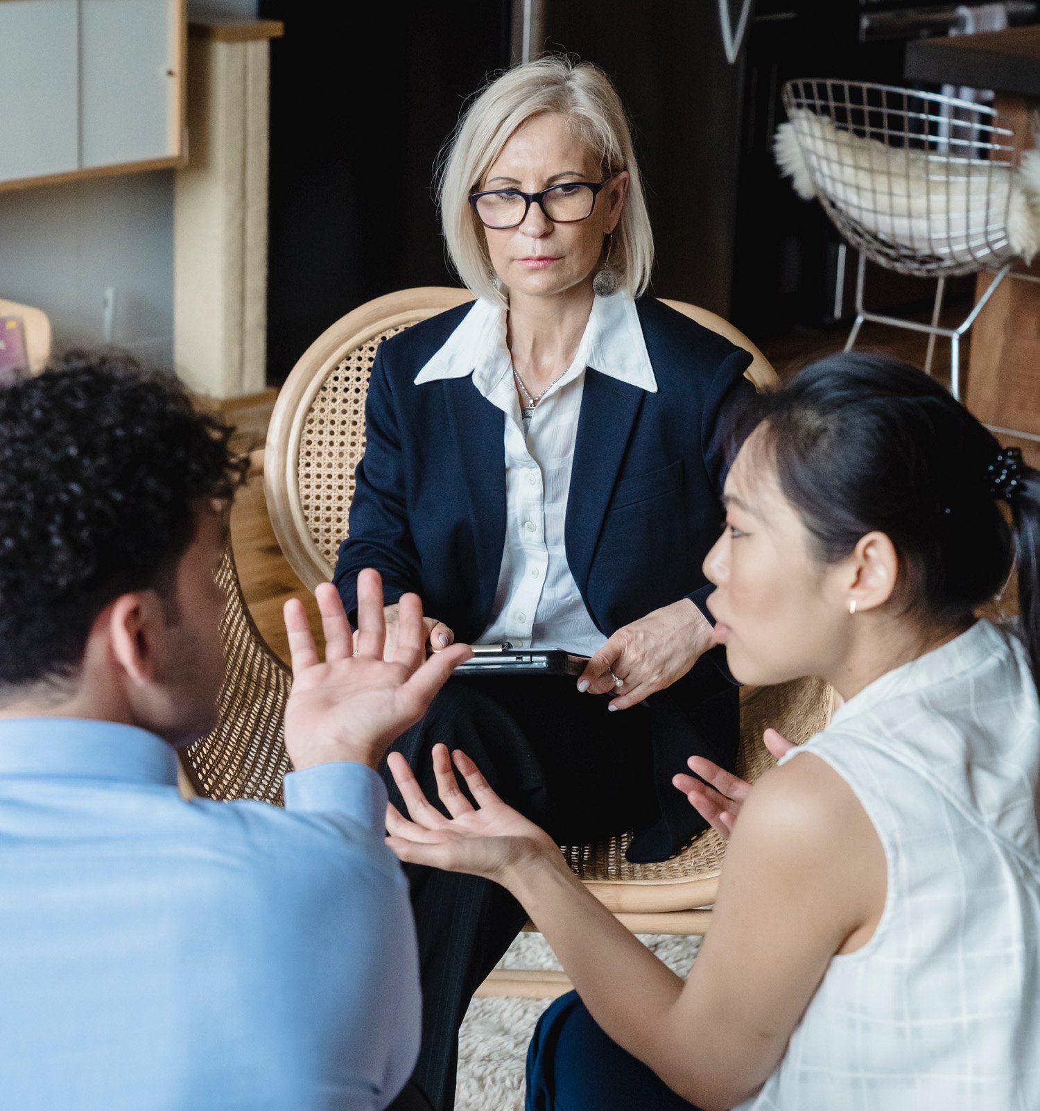 Couple in a divorce coaching session