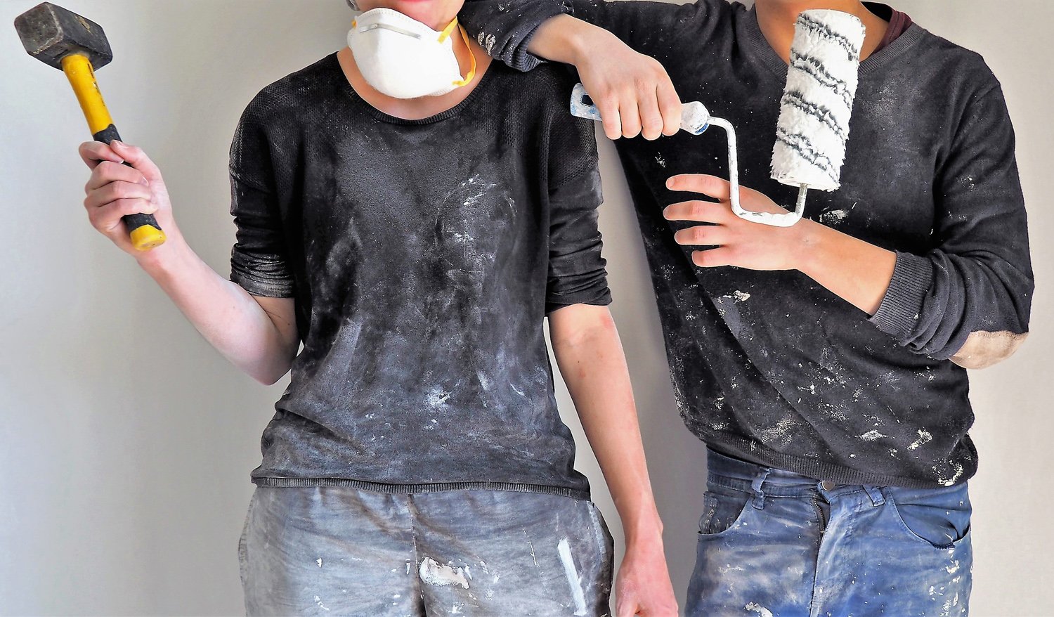two people remodeling together, showing self sufficiency in a relationship
