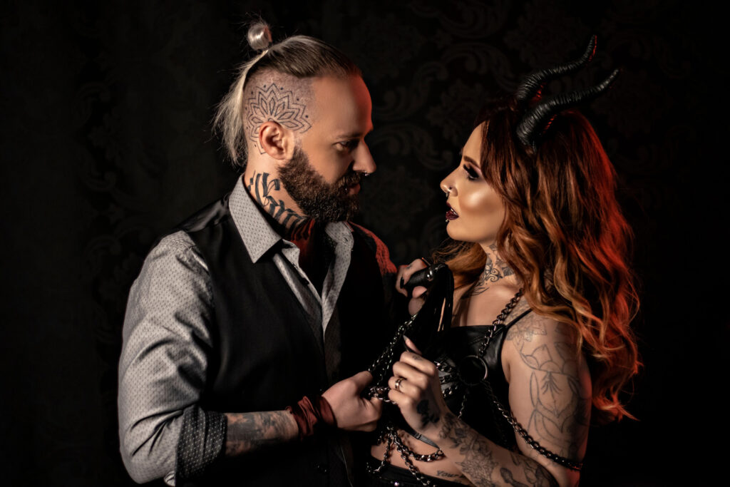 Kinky couple demonstrating the psychology of BDSM