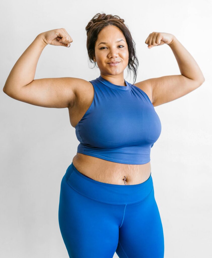 Plus size woman being strong and confident