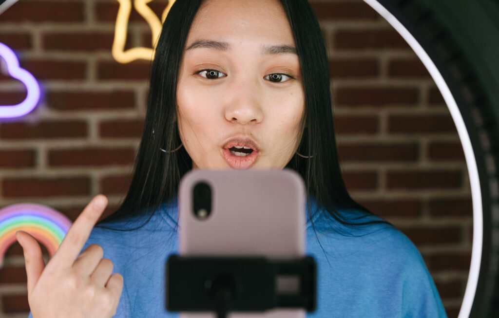 Sex positive influencer on camera