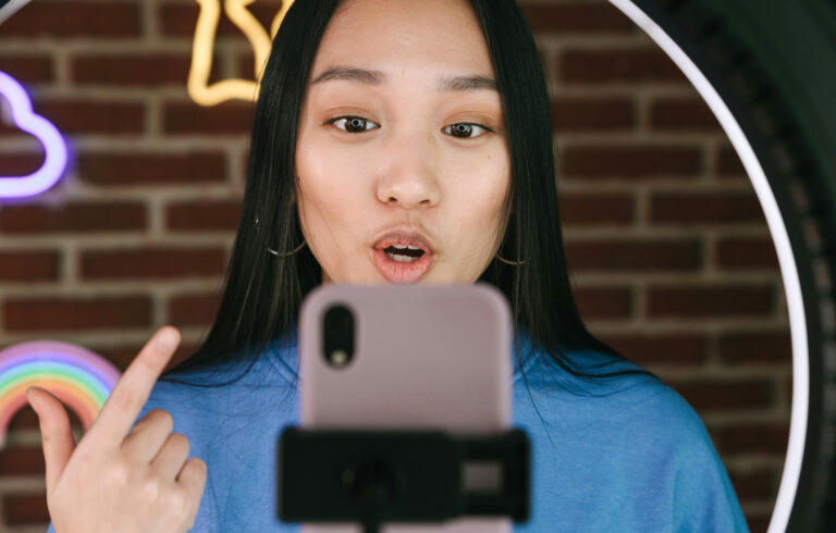 Sex positive influencer on camera