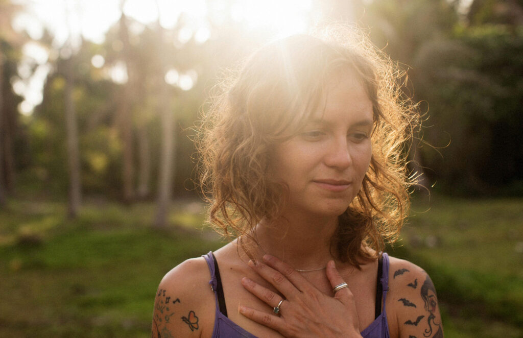 Young woman practicing somatic mindfulness