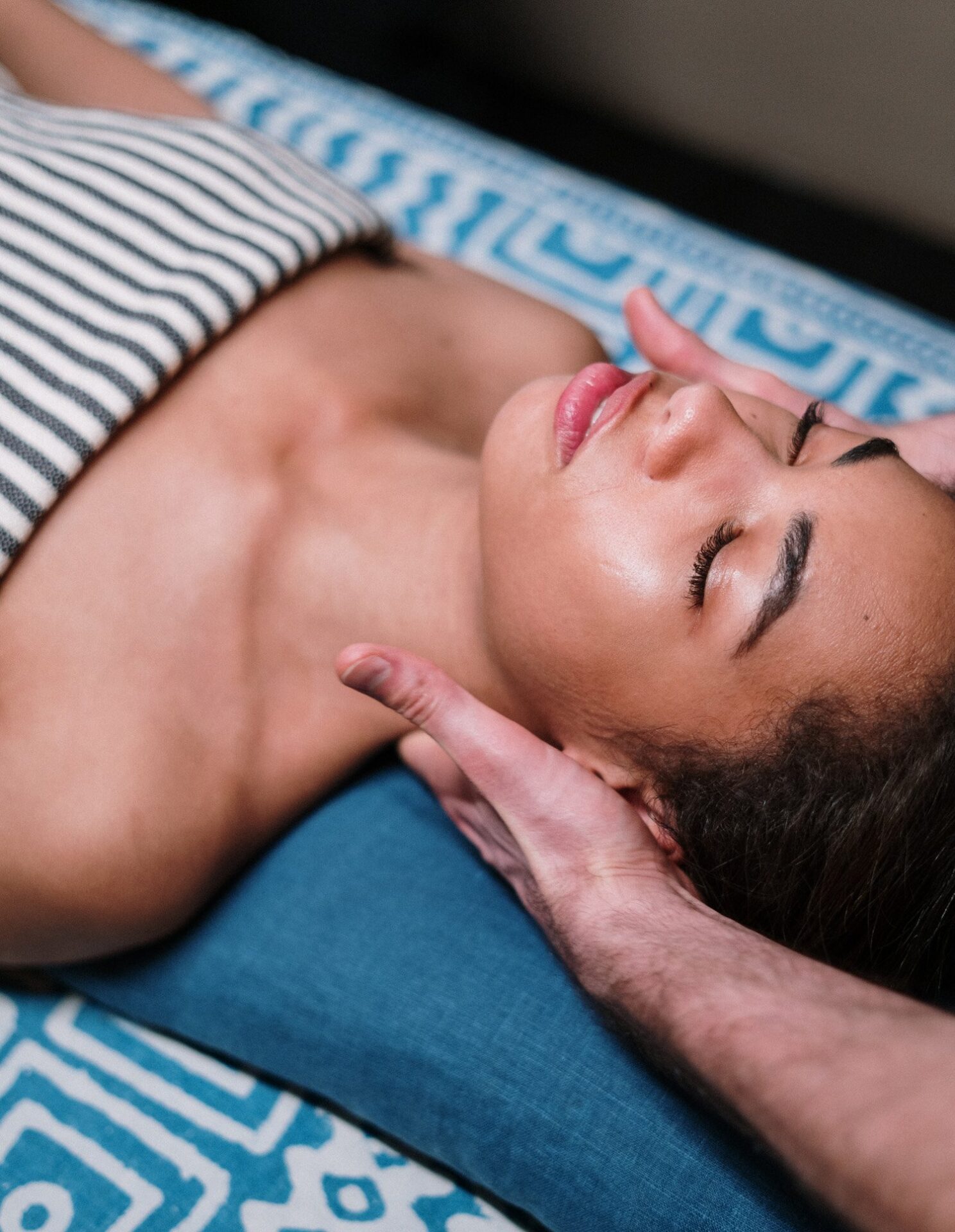 Woman during a trauma-informed bodywork session